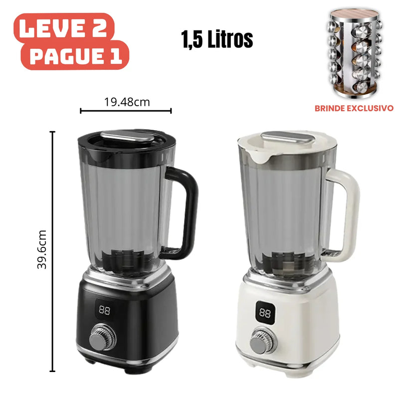 [Compre 1 Leve 2] Liquidificador Multiuso VivaMix Bivolt Com Jarra de Vidro + BRINDE: Porta Tempero Giratório com 20 Frascos