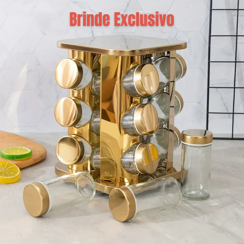 Kit Liquidificador Multiuso Profissional 15 Velocidades Com 2 Jarras de Vidro + 2 BRINDES: Kit Utensílios 12 peças + Porta Tempero