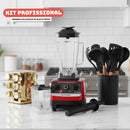Kit Liquidificador Multiuso Profissional 15 Velocidades Com 2 Jarras de Vidro + 2 BRINDES: Kit Utensílios 12 peças + Porta Tempero