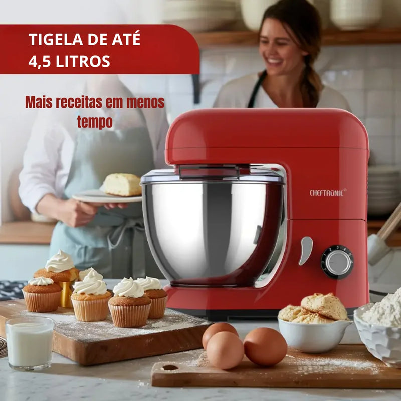 [Leve 2 Pague 1] Batedeira Elétrica Multiuso ChefMax Inox 6 Velocidades + BRINDE: Fruteira Giratória 4 Andares