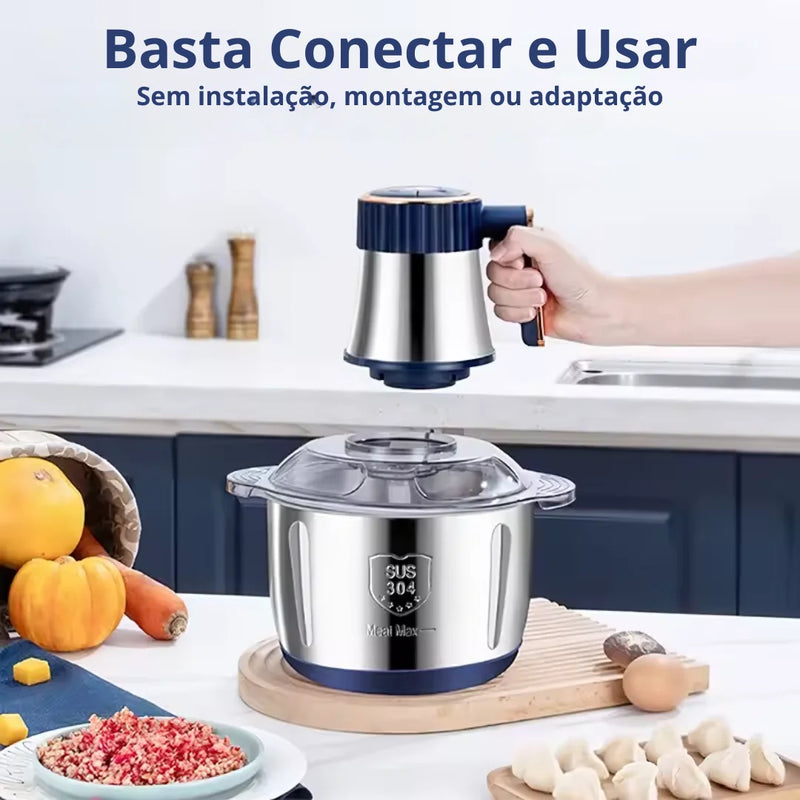 Moedor Elétrico Multiuso TurboChef Inox 5 em 1 + BRINDE: Dispenser Giratório Automático